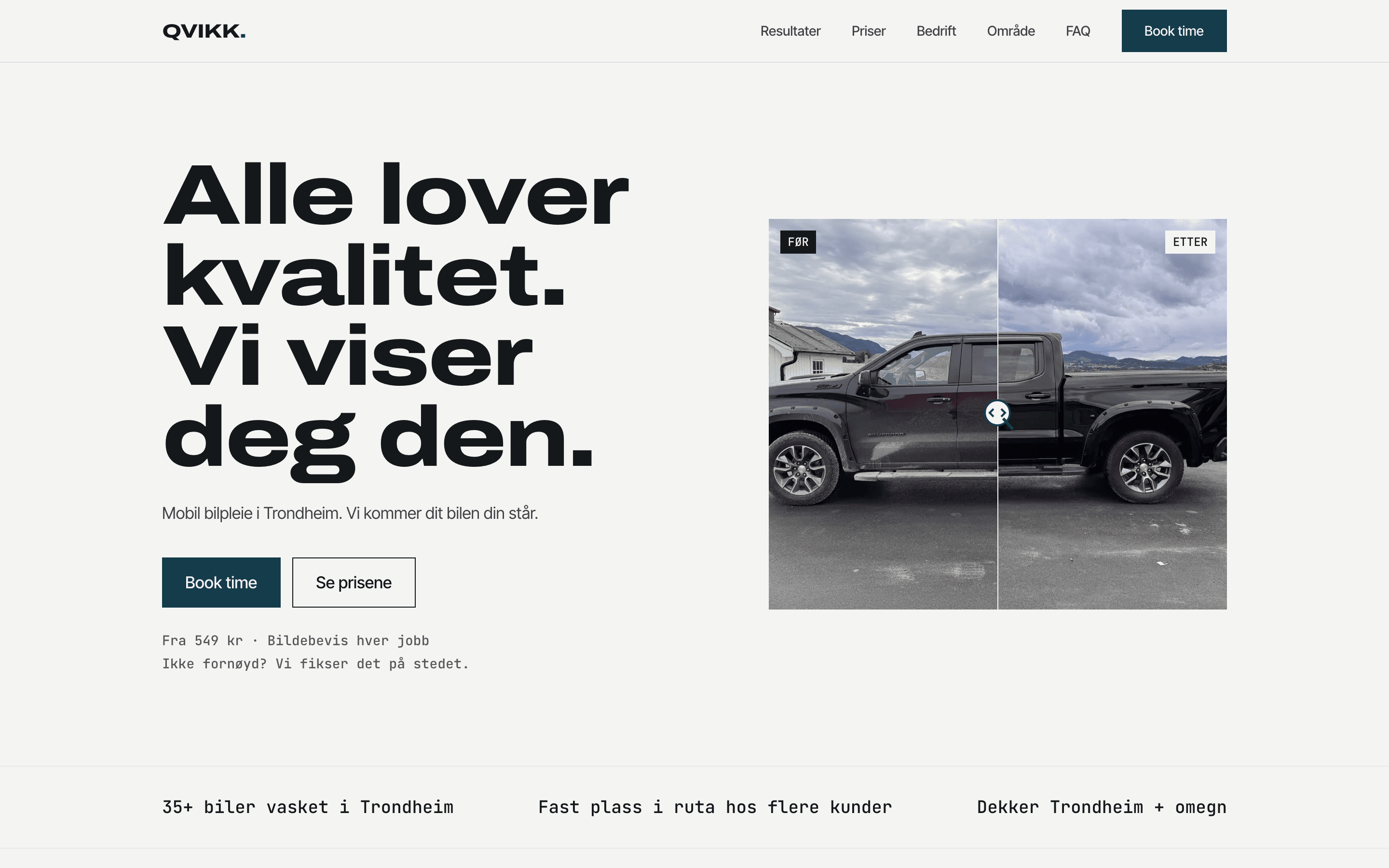 Qvikk Bilpleie nettside