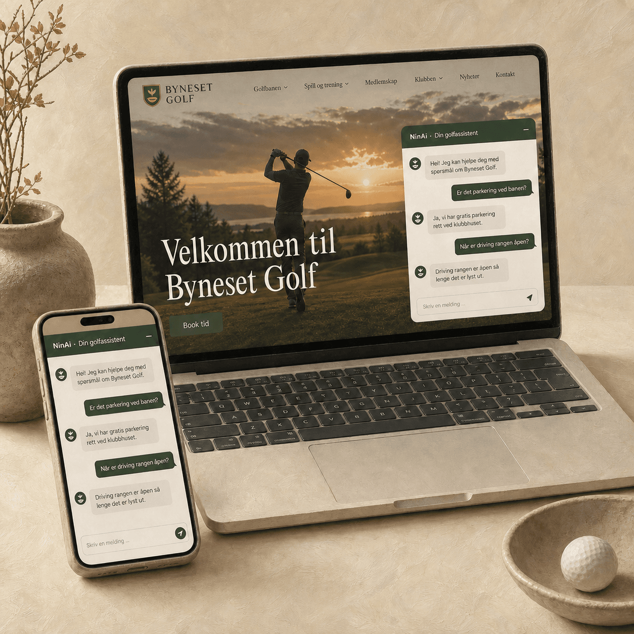 Byneset Golfklubb chatbot i bruk